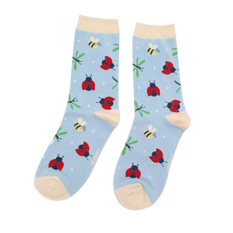 36 - 40 Love Bugs Socks Pale Blue