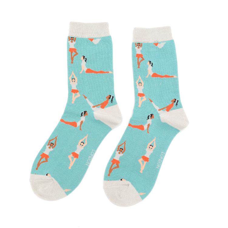 36--40 Miss Yoga Poses Socks Duck Egg