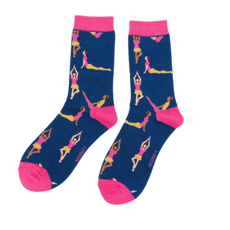 36--40 Miss Yoga Poses Socks Navy