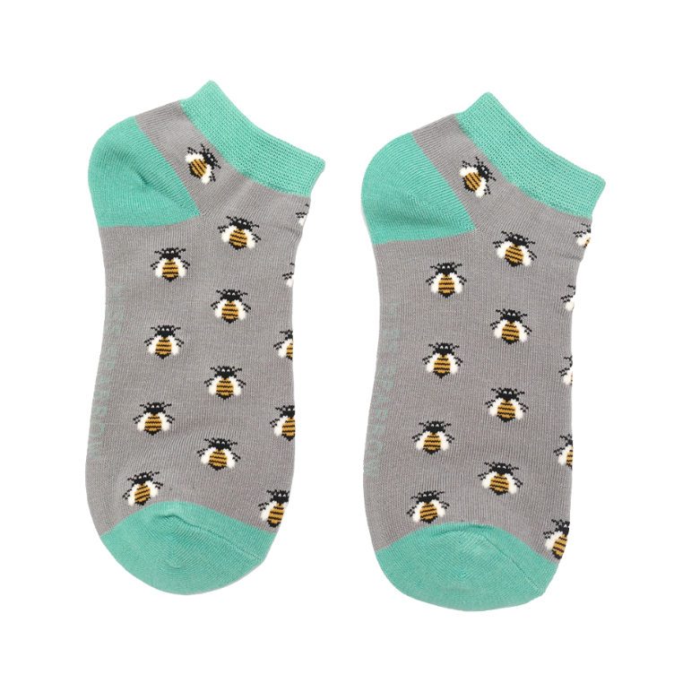 36 - 40Honey Bees Trainer Socks Grey