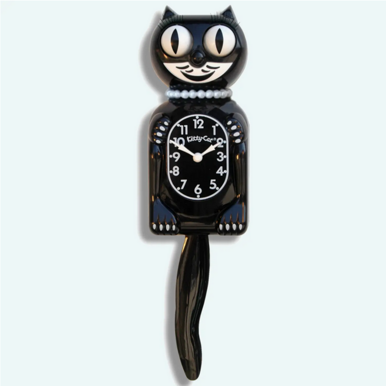 M Miss Black Kitty Cat Clock