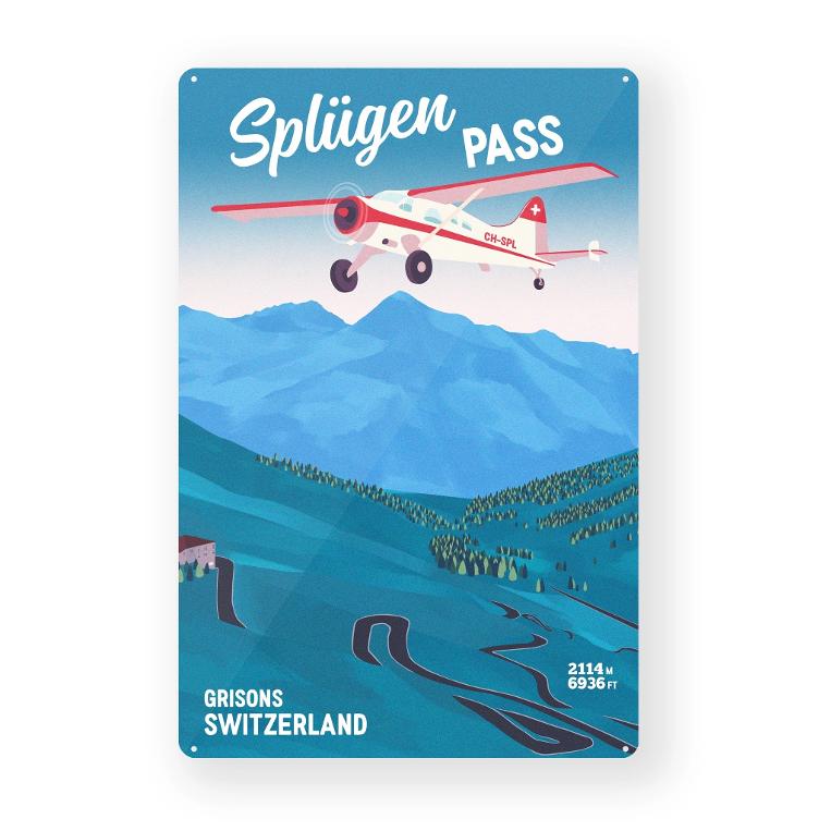 Splügen Pass - Decorative Metal Sign - 26x40