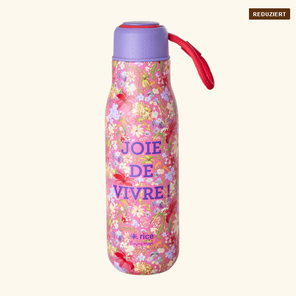 Rostfreier Stahl Flasche - Pink - Swedish Flower Print