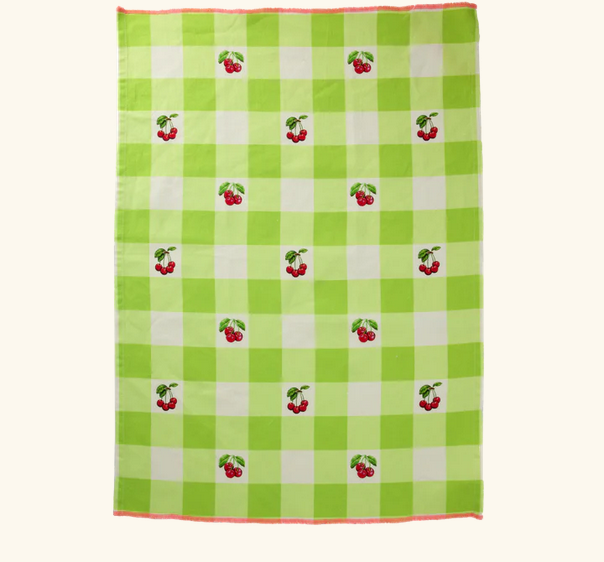 Baumwolle Geschirrtuch - Grün - Love Therapy Cherry Print
