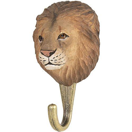 Crochets Lion scultpé en bois