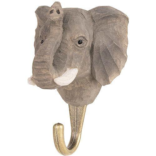 Crochets Eléphant scultpé en bois