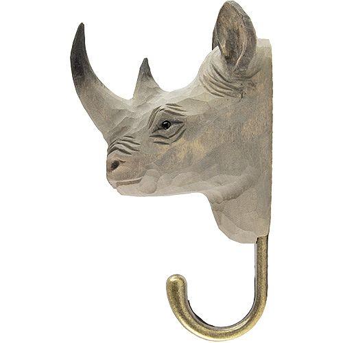Crochets Rhino scultpé en bois