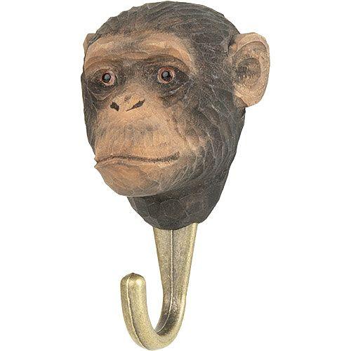 Handgeschnitzter Haken Schimpanse